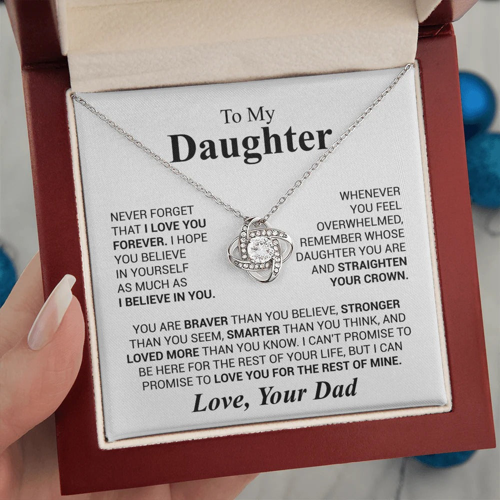 To My Daughter Love Knot Necklace – Crown & Strength Gift