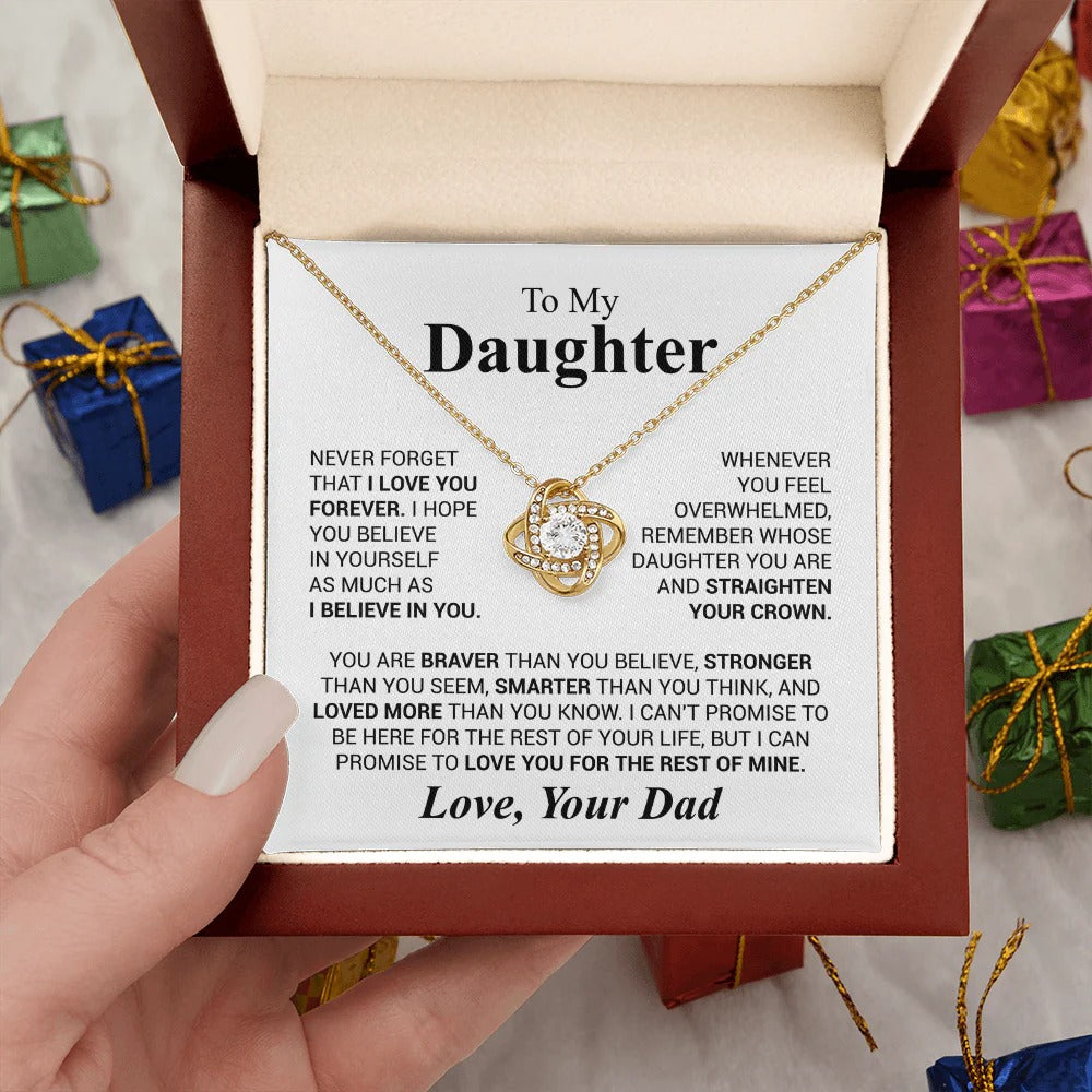 To My Daughter Love Knot Necklace – Crown & Strength Gift