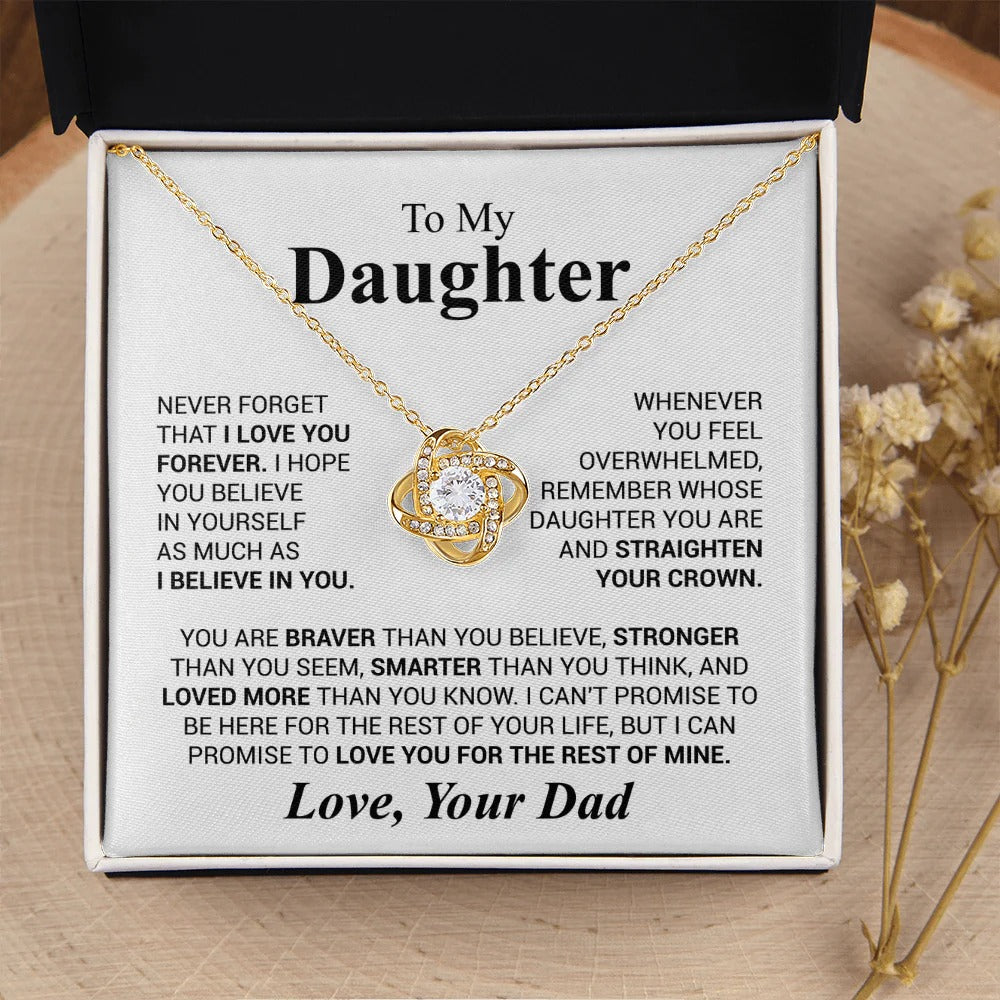 To My Daughter Love Knot Necklace – Crown & Strength Gift