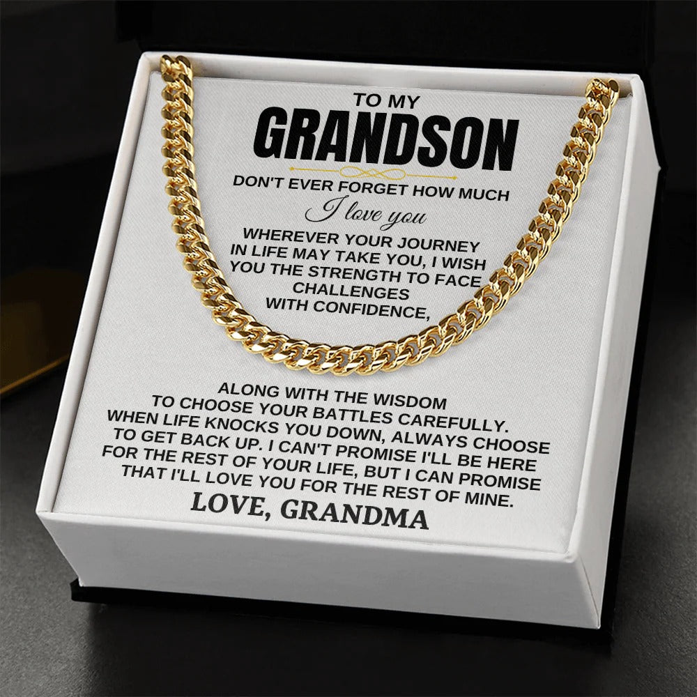 To My Grandson Cuban Link Chain – Gift from Grandma