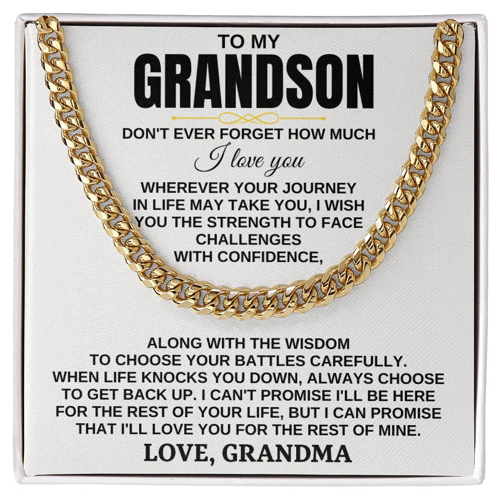 To My Grandson Cuban Link Chain – Gift from Grandma