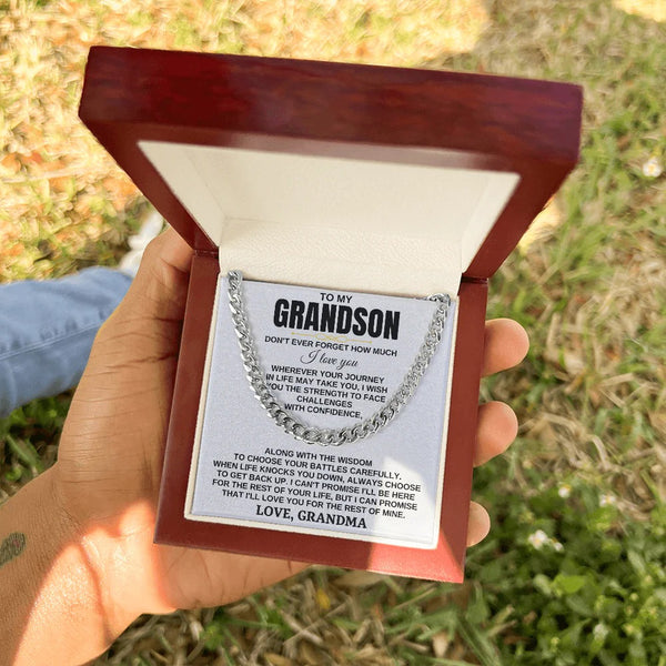 To My Grandson Cuban Link Chain – Gift from Grandma