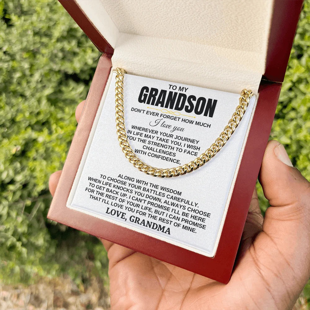To My Grandson Cuban Link Chain – Gift from Grandma
