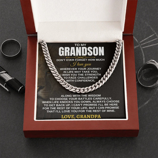 To My Grandson Cuban Link Chain – Gift from Grandpa