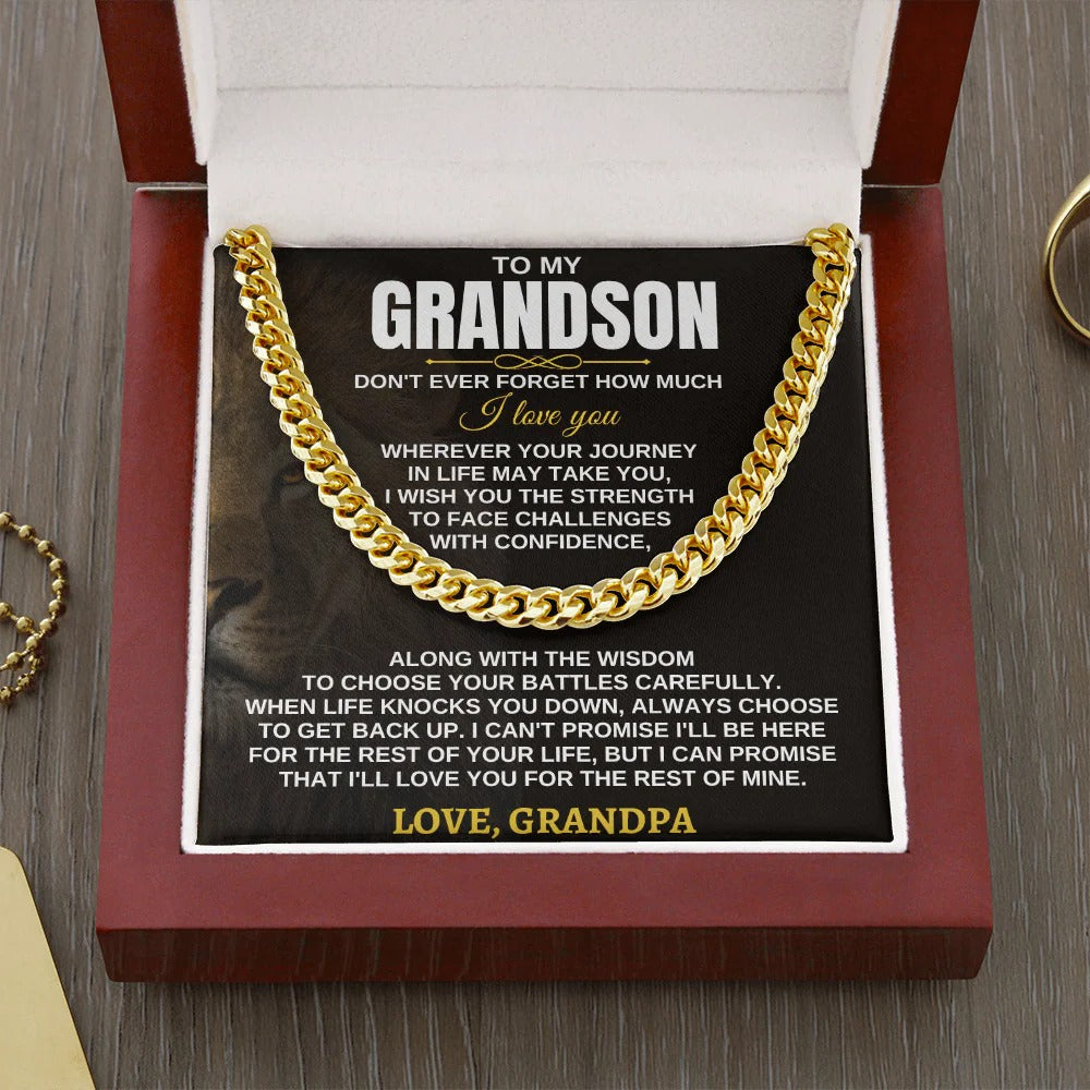 To My Grandson Cuban Link Chain – Gift from Grandpa