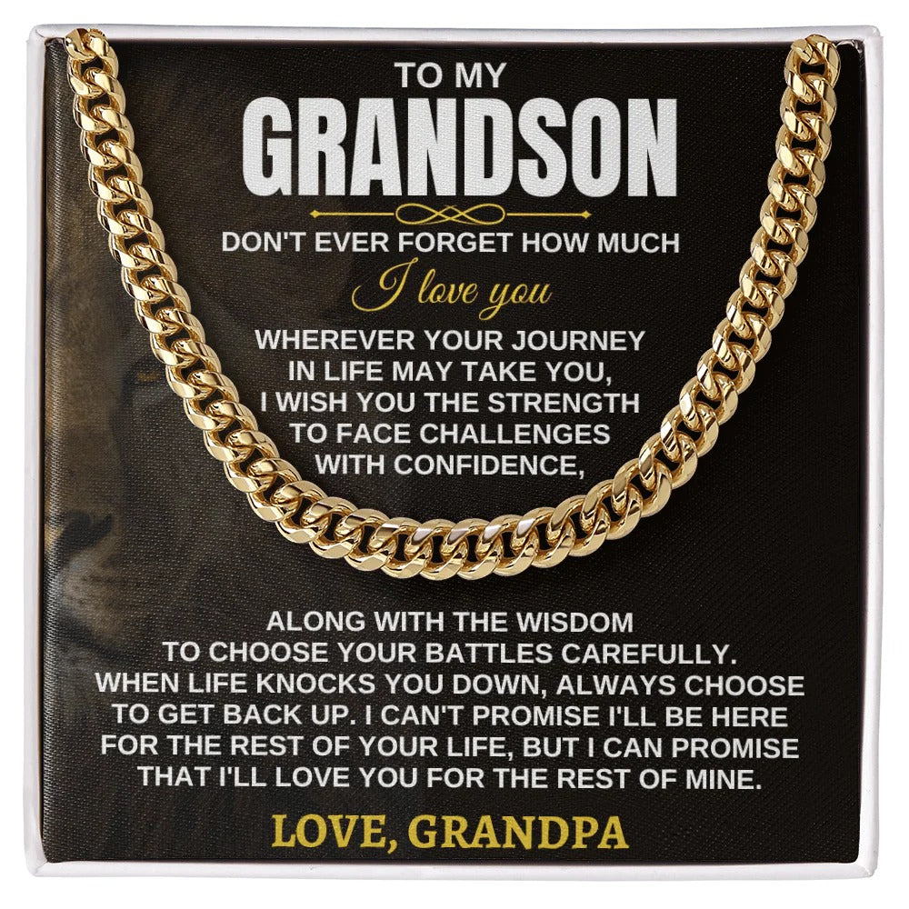 To My Grandson Cuban Link Chain – Gift from Grandpa
