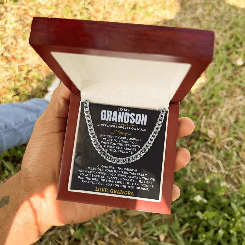 To My Grandson Cuban Link Chain – Gift from Grandpa