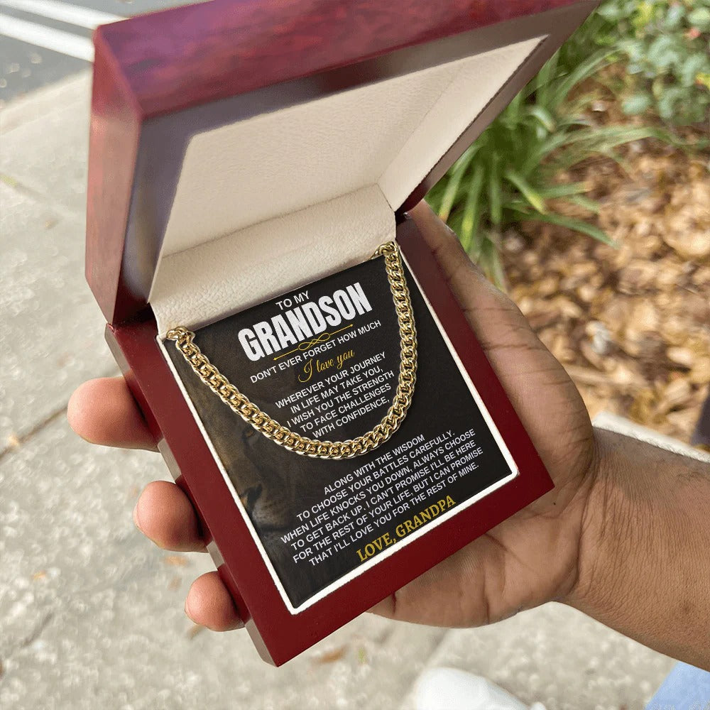 To My Grandson Cuban Link Chain – Gift from Grandpa