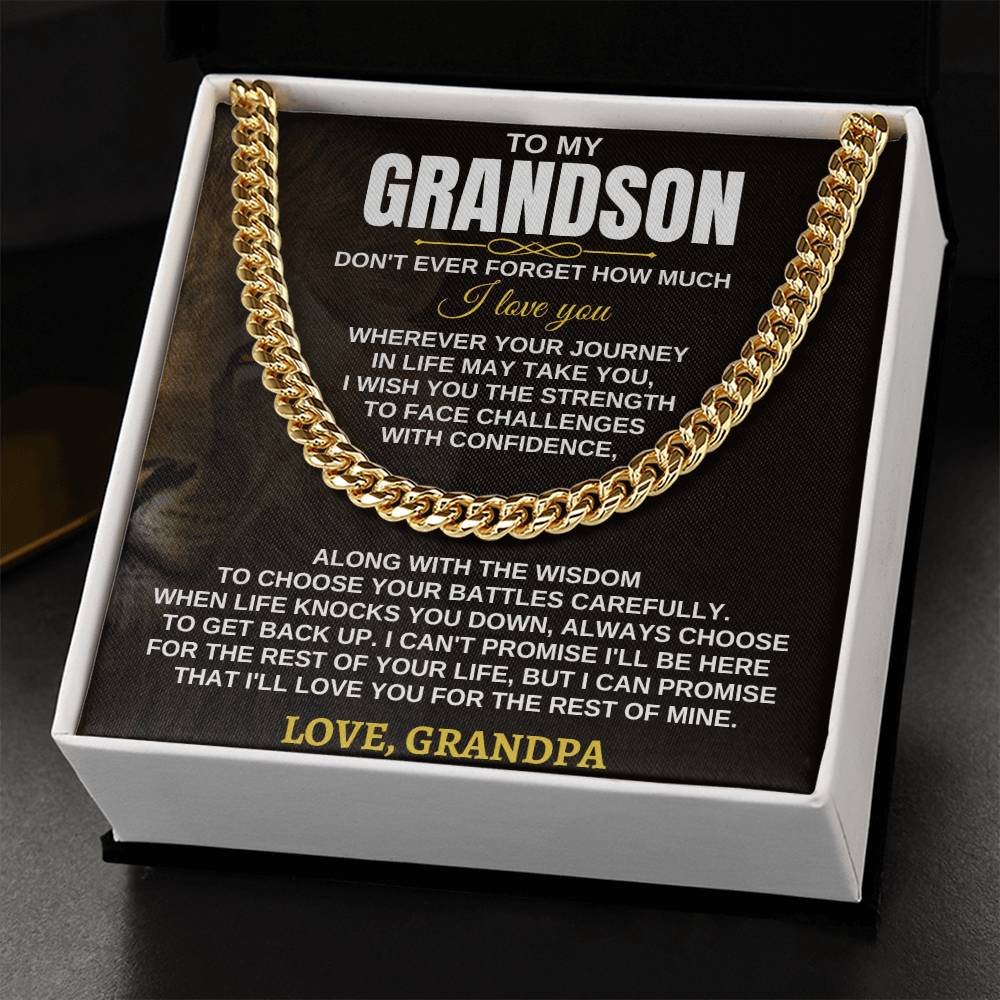 To My Grandson Cuban Link Chain – Gift from Grandpa