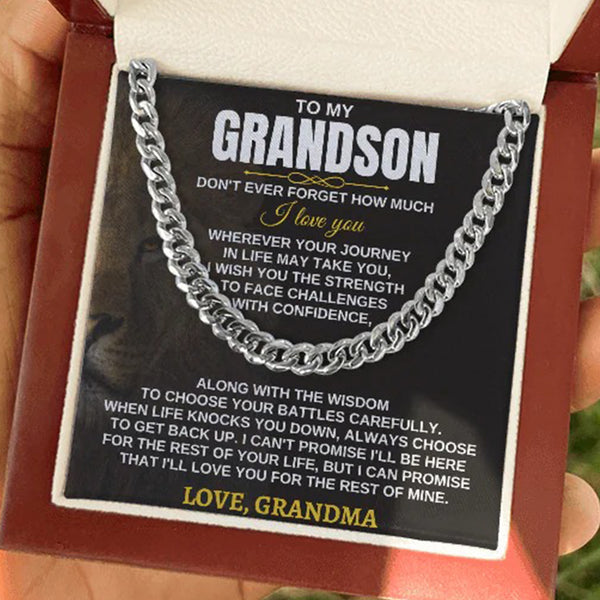 To My Grandson – Strength & Love Cuban Link Chain