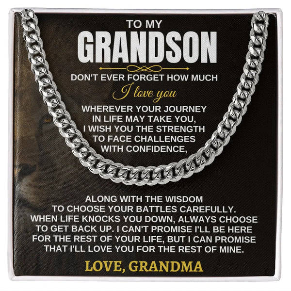 To My Grandson – Strength & Love Cuban Link Chain