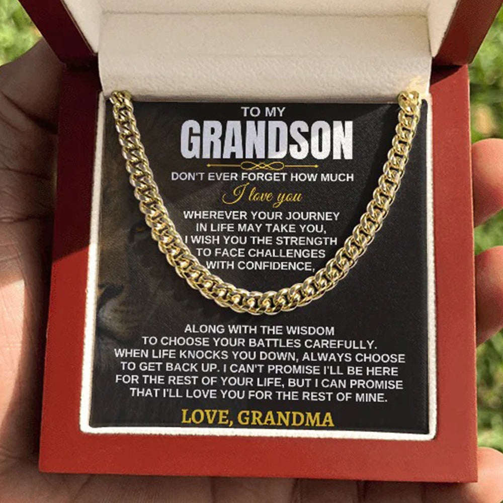 To My Grandson – Strength & Love Cuban Link Chain