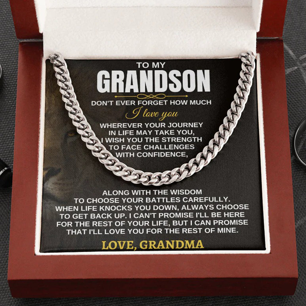 To My Grandson – Strength & Love Cuban Link Chain