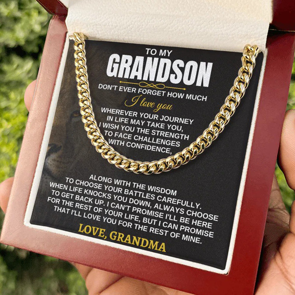 To My Grandson – Strength & Love Cuban Link Chain