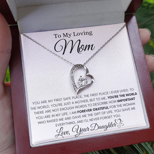 To My Loving Mom – Daughter's Heartfelt Keepsake Necklace