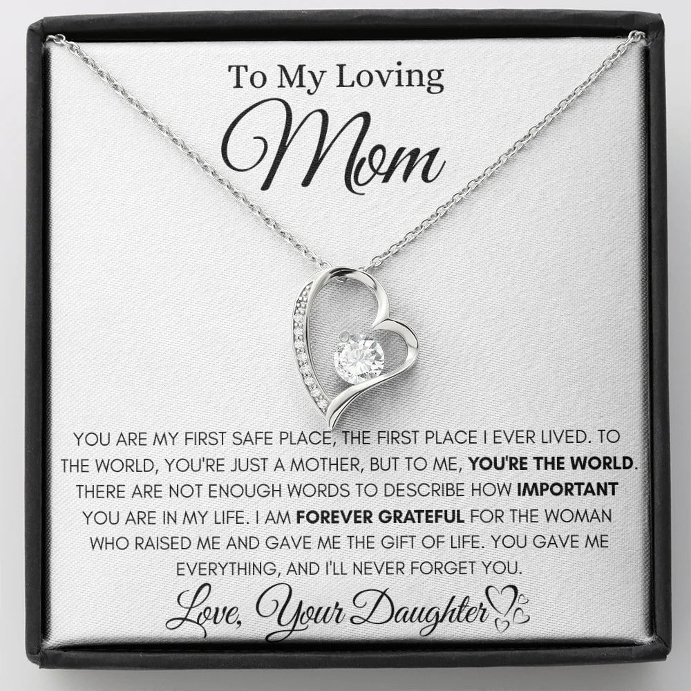 To My Loving Mom – Daughter's Heartfelt Keepsake Necklace