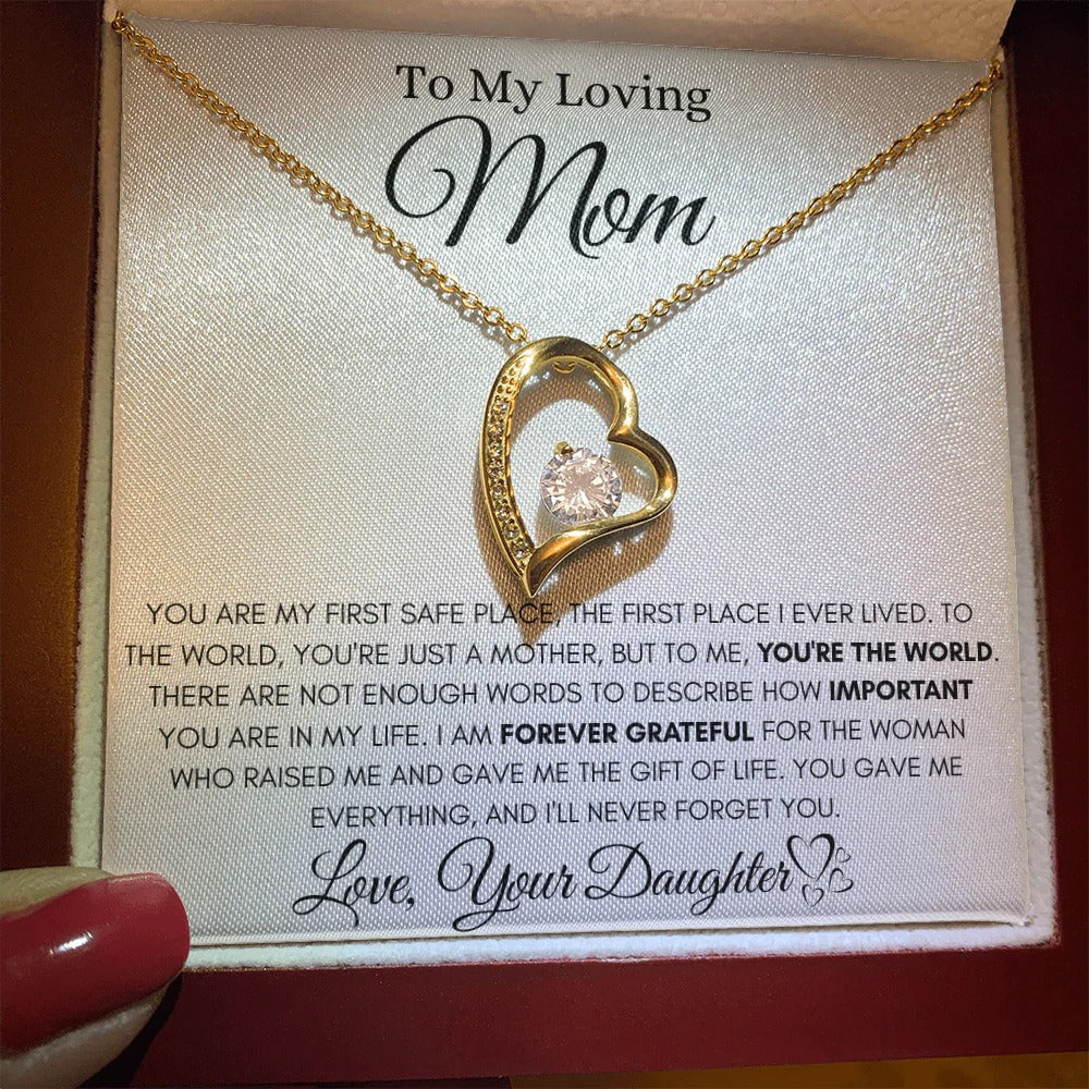 To My Loving Mom – Daughter's Heartfelt Keepsake Necklace