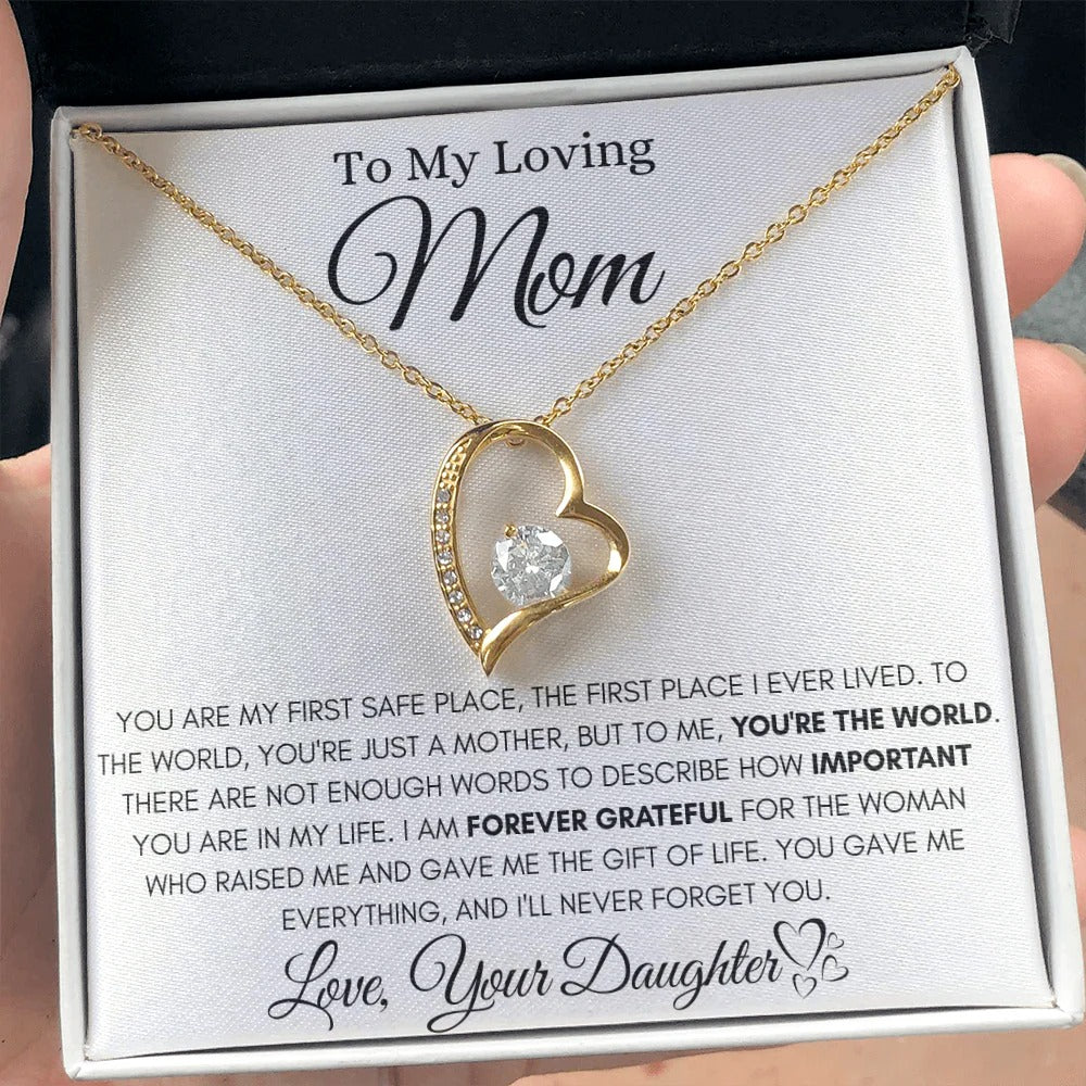 To My Loving Mom – Daughter's Heartfelt Keepsake Necklace