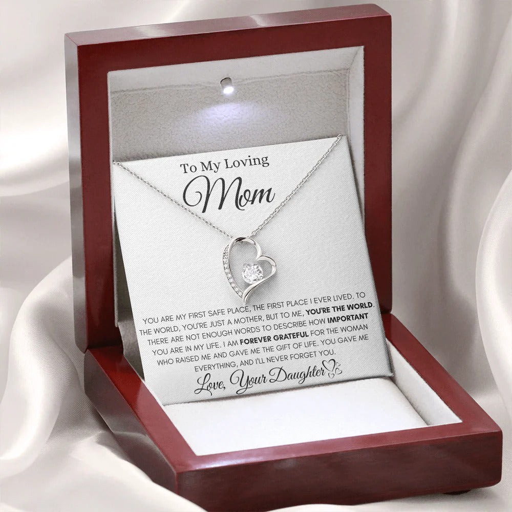 To My Loving Mom – Daughter's Heartfelt Keepsake Necklace
