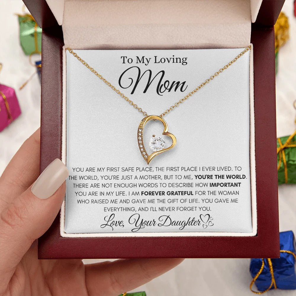 To My Loving Mom – Daughter's Heartfelt Keepsake Necklace