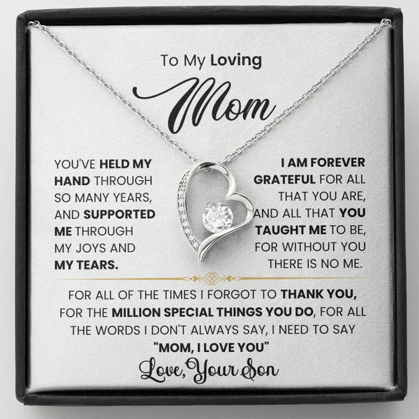To My Loving Mom – Son's Forever Thank You Necklace