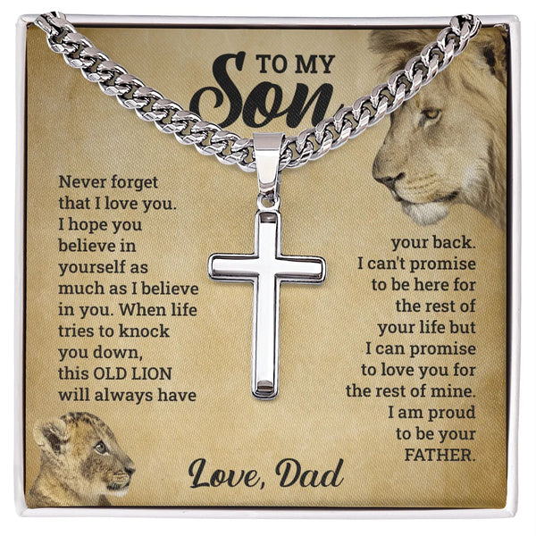 To My Son Cross Necklace – Dad’s Love & Strength Gift