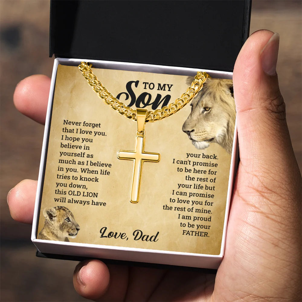 To My Son Cross Necklace – Dad’s Love & Strength Gift