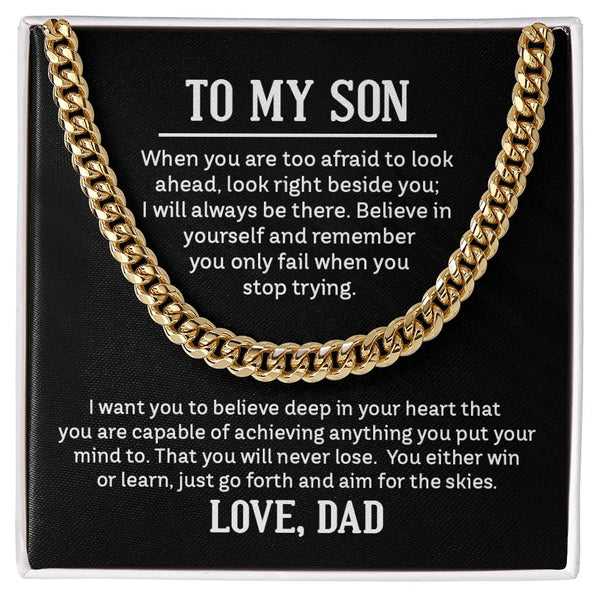 To My Son Cuban Link Chain – Believe & Aim High Gift
