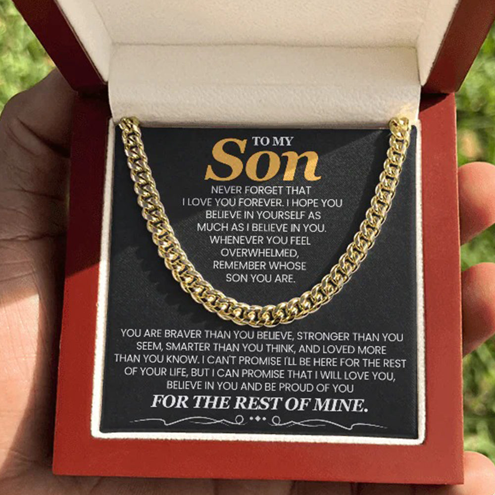 To My Son Cuban Link Chain – Braver, Stronger, Loved