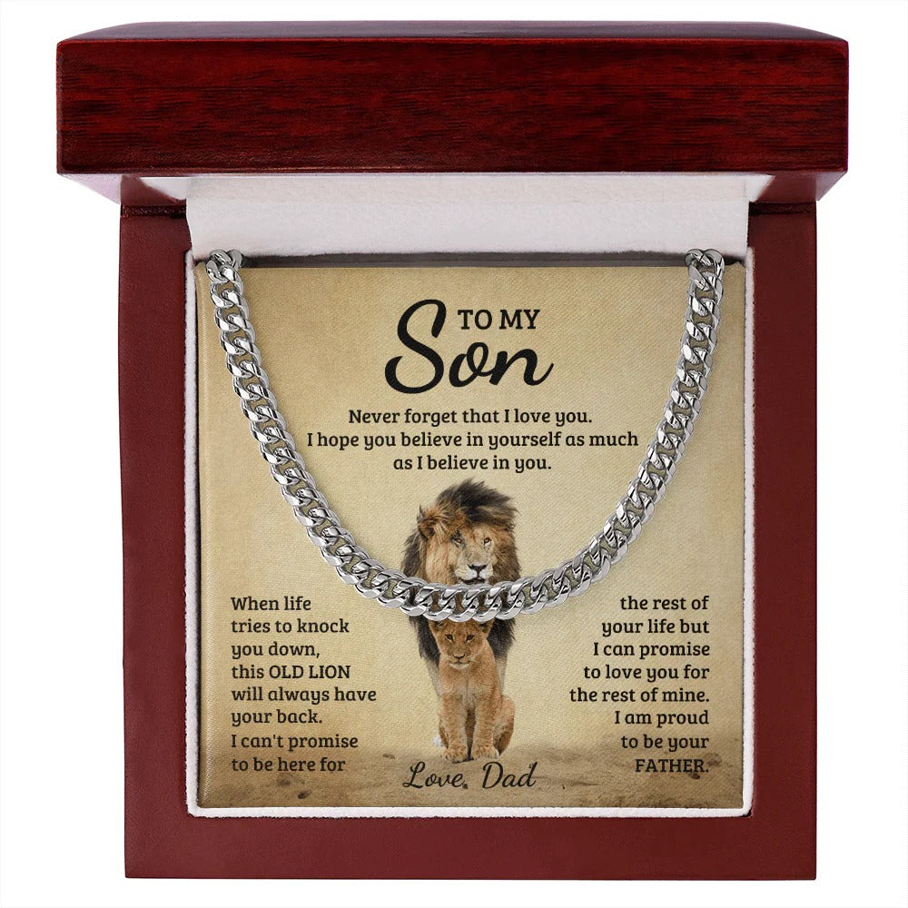 To My Son Cuban Link Chain – Dad’s Strength & Love Gift