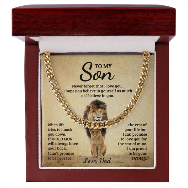 To My Son Cuban Link Chain – Dad’s Strength & Love Gift