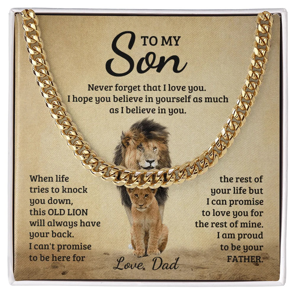 To My Son Cuban Link Chain – Dad’s Strength & Love Gift