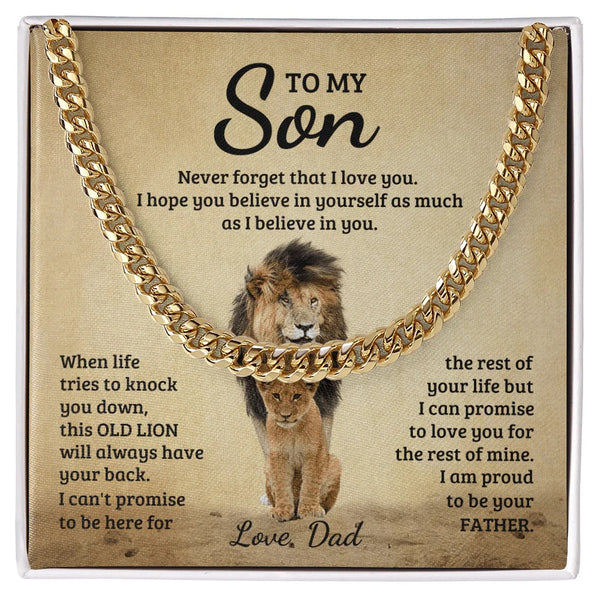 To My Son Cuban Link Chain – Dad’s Strength & Love Gift