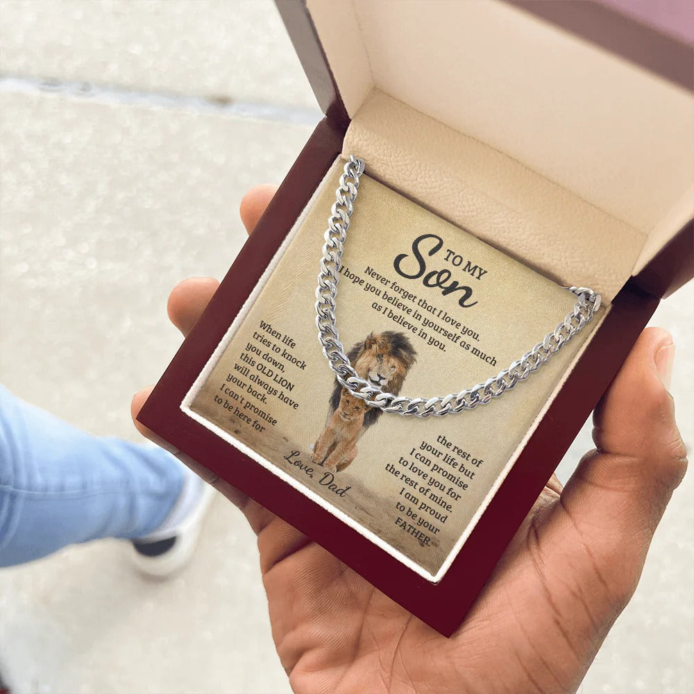 To My Son Cuban Link Chain – Dad’s Strength & Love Gift