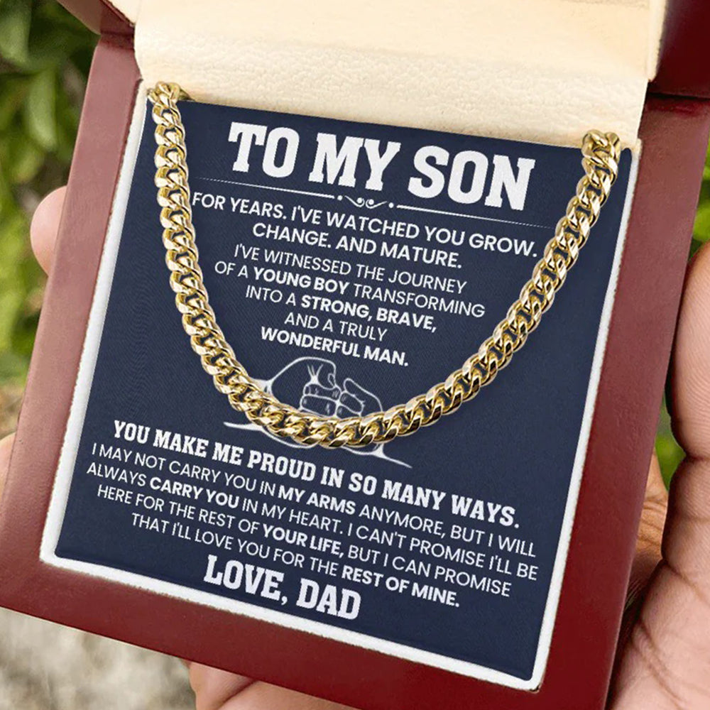 To My Son Cuban Link Chain – Proud Dad Gift