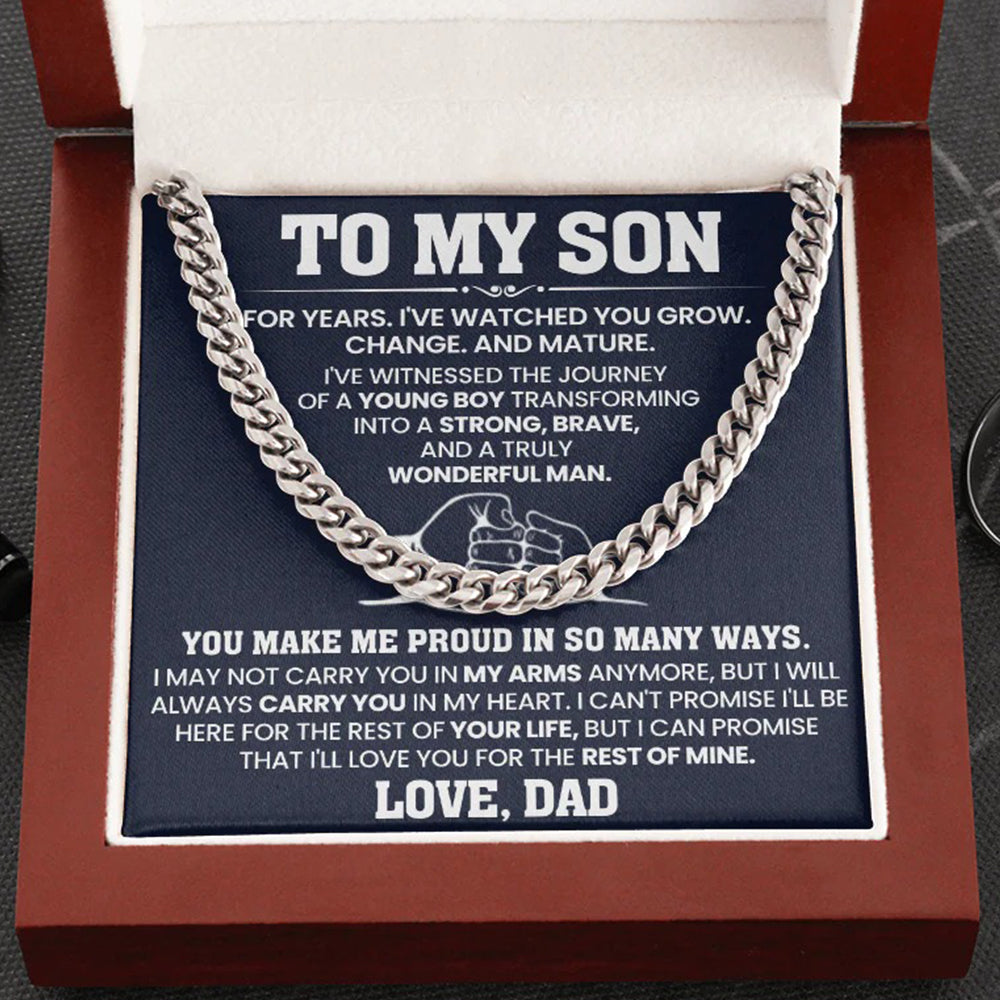 To My Son Cuban Link Chain – Proud Dad Gift
