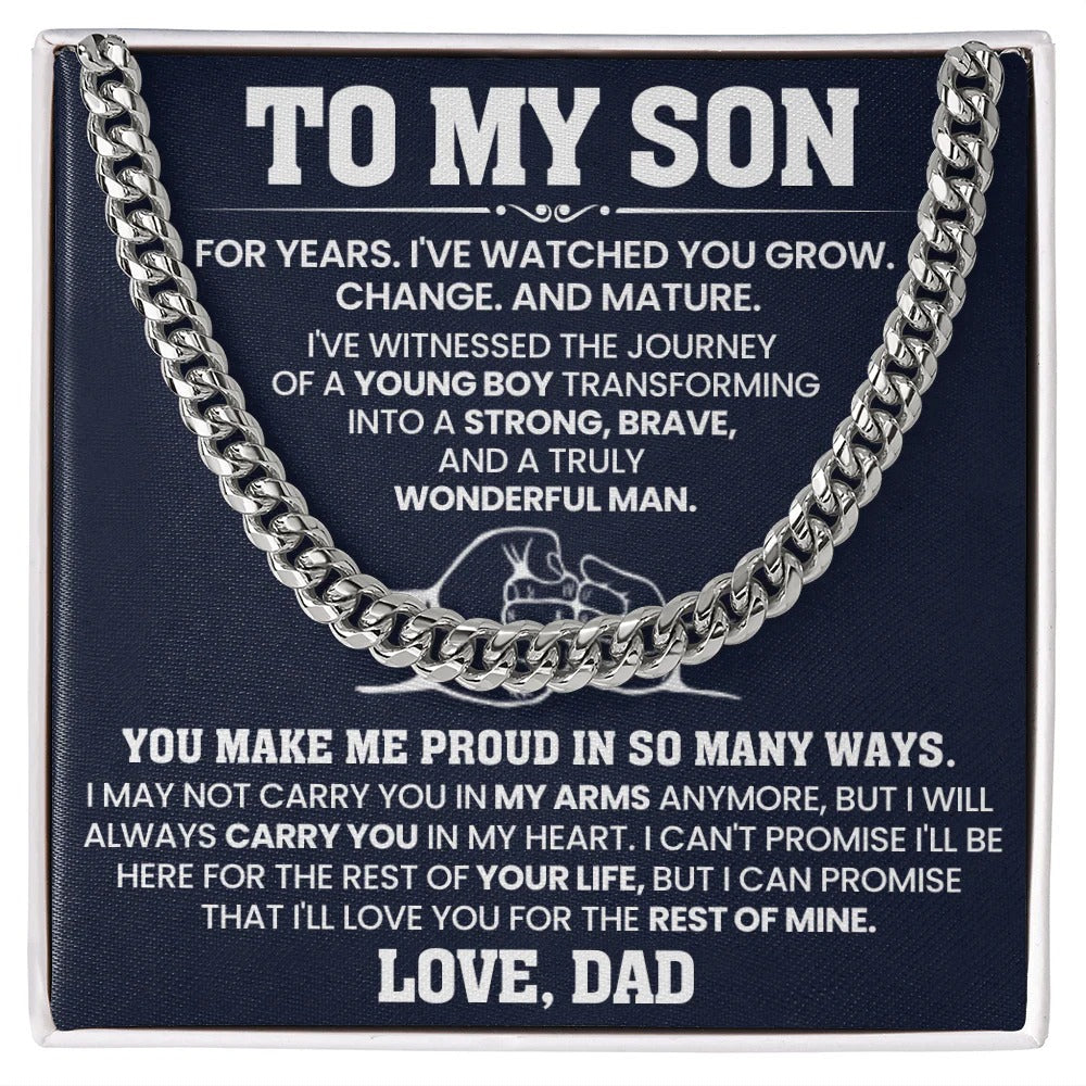 To My Son Cuban Link Chain – Proud Dad Gift