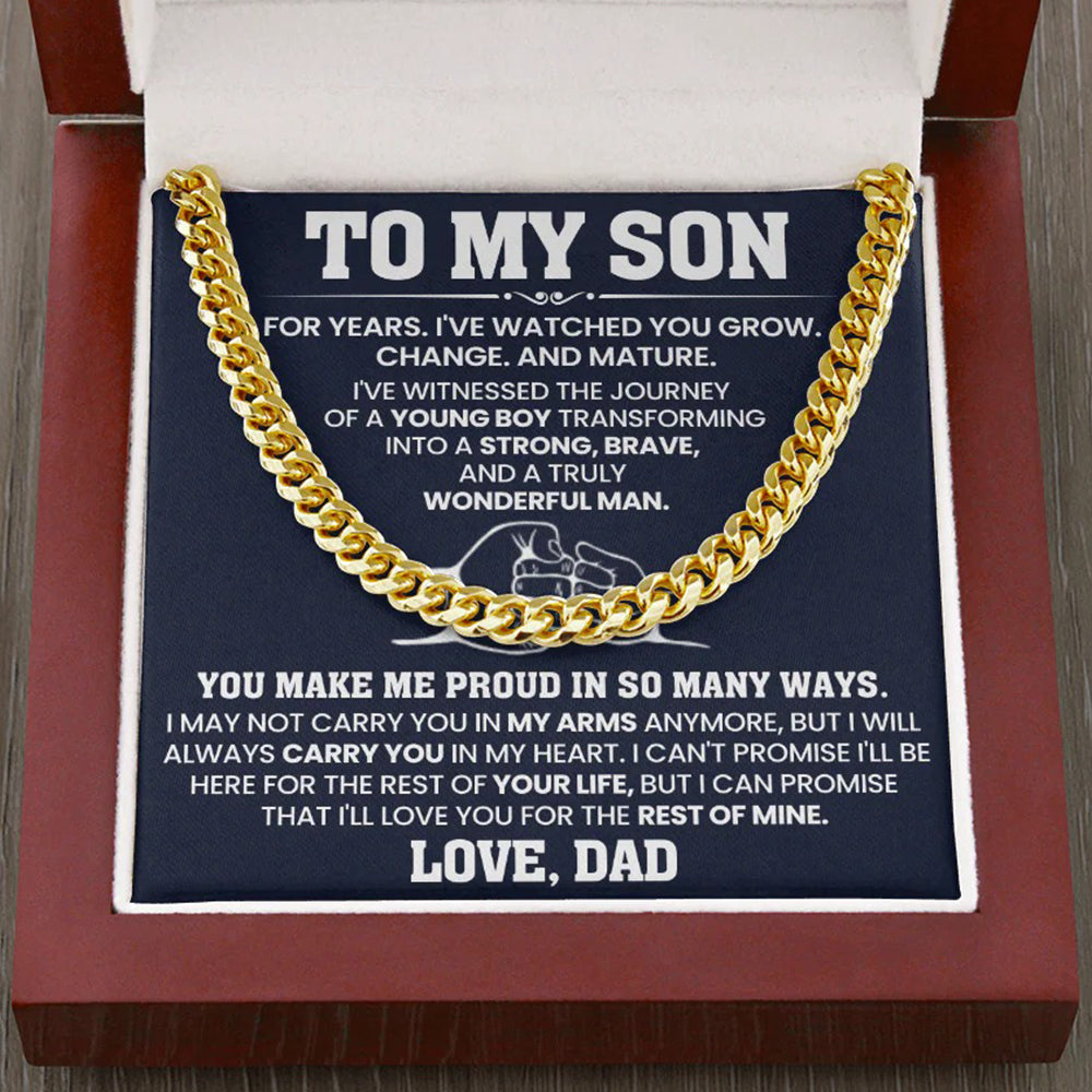 To My Son Cuban Link Chain – Proud Dad Gift