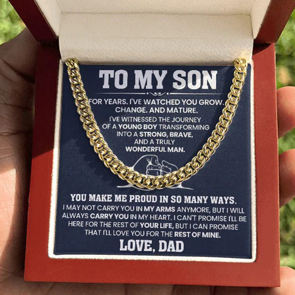 To My Son Cuban Link Chain – Proud Dad Gift