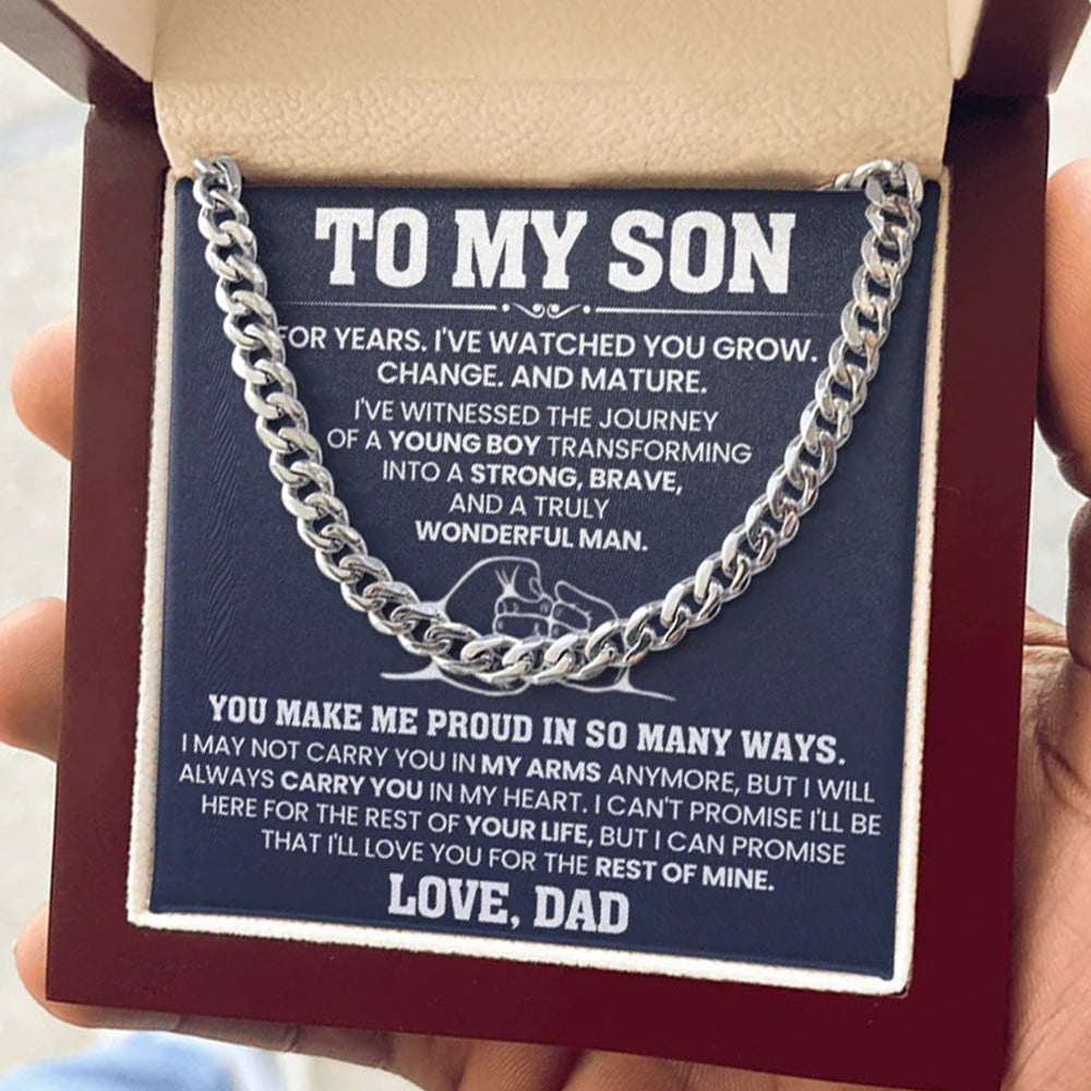 To My Son Cuban Link Chain – Proud Dad Gift